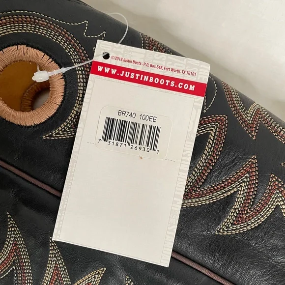 Justin Men's 10 EE Caddo BENT RAIL Western SQUARE TOE Boot Copper Brown BR740 - Picture 6 of 12